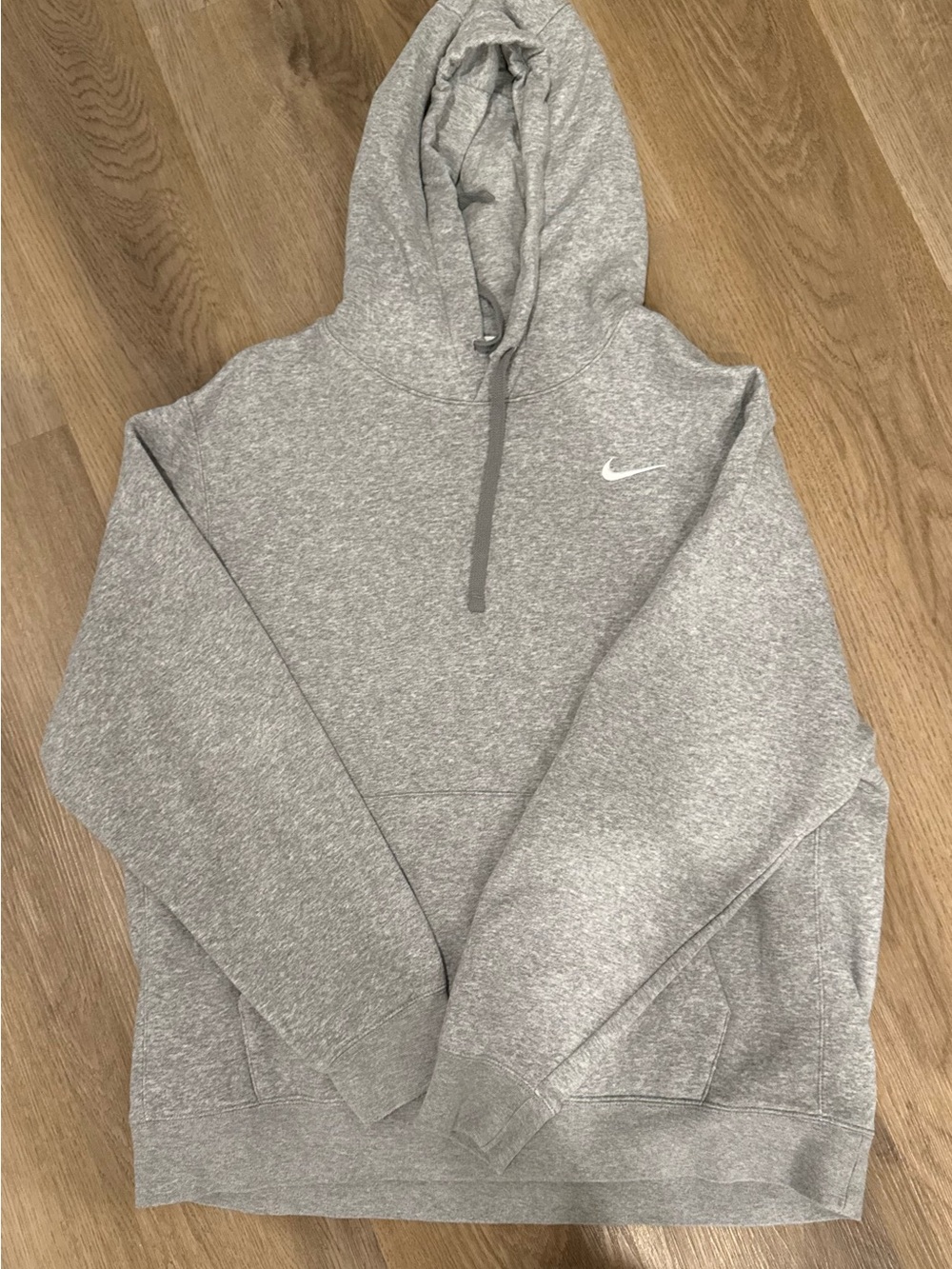 Nike Light Gray Heather Hoodie with White Swoosh